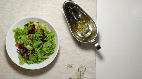 Making vegetarian salad top view adding sesame Stock Footage 103109137