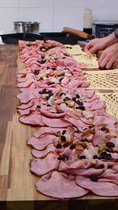 Making Venezuelan Pan de Jamon with Lattice Dough Cutter for Christmas Bread Stock Footage 331199793