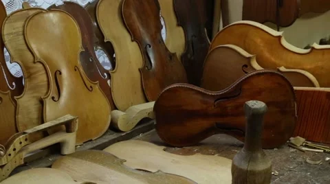 Making of violins in a workshop Stock Footage 47747302