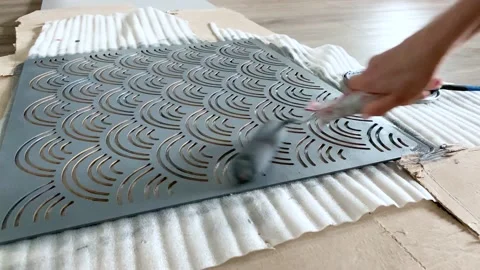 Making wall decoration with wave pattern Stock Footage 197328725