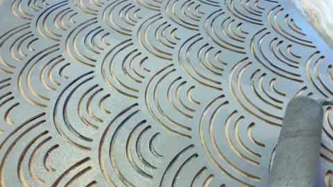 Making wall decoration with wave pattern Stock Footage 197329267