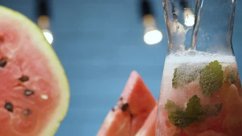 Making watermelon lemonade Stock Footage 142885388