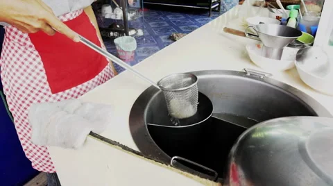 Making white noodle steam. Stock Footage 62585107