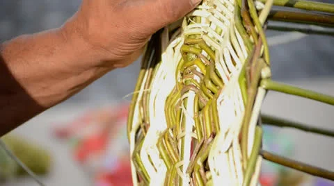 Making wicker basket 3 Stock Footage 23911210
