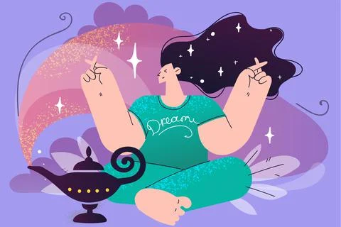 Making wish, dreaming, magic concept Stock Illustration