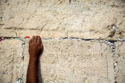 Making a wish at the wailing wall Stock Photos