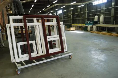 Making of wooden windows Stock Photos