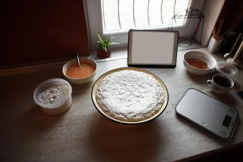 Making yeast for Easter kulich Stock Photos