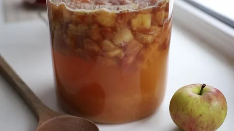 Making your own apple cider vinegar at home. Stock-Footage 312512607