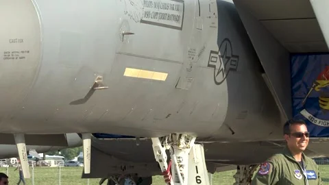 MAKS-2011. Interview with pilot of American all-weather fighter F-15 Eagle. Stock Footage 208350585