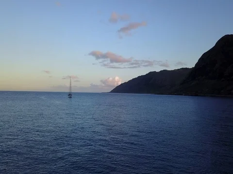 Makua Boat and Dolphins Stock Footage 80975892
