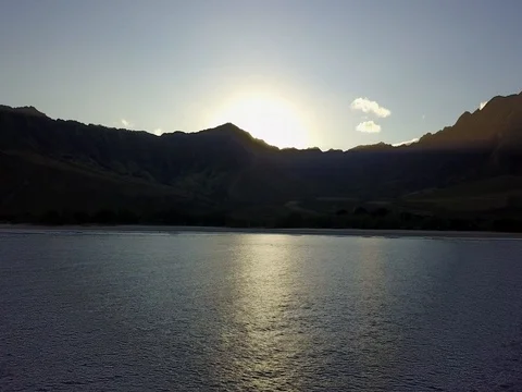Makua Drone Rising with sunrise Stock Footage 80976896