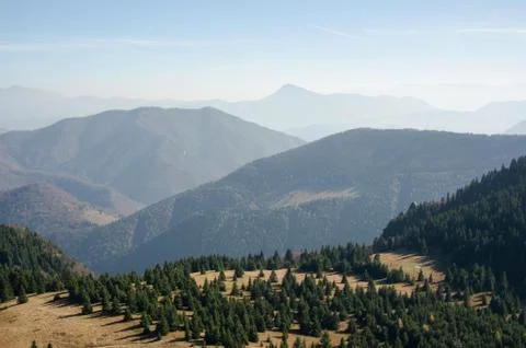 Mala Fatra mountain range, view from Maly Rozsutec mountain, Slovakia Stock Photos
