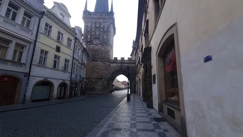 The Mala Strana Bridge Tower is located in Prague, Czech Republic. Stock Footage 168473923