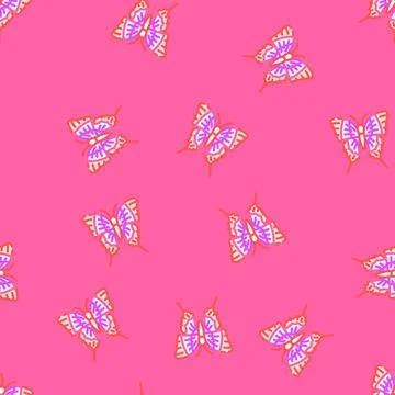 Malabar banded peacock insect vector seamless pattern Stock Illustration