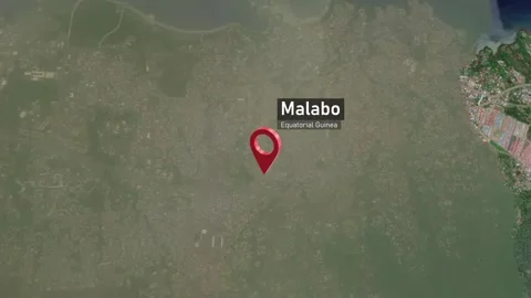 Malabo City Map Zoom (Equatorial Guinea) from Space to Earth Video stock 275415841