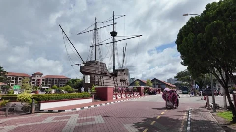 Malacca, Malaysia - 4 sept 2024: Maritime Museum of colonization, flor de mar Stock Footage 301550118