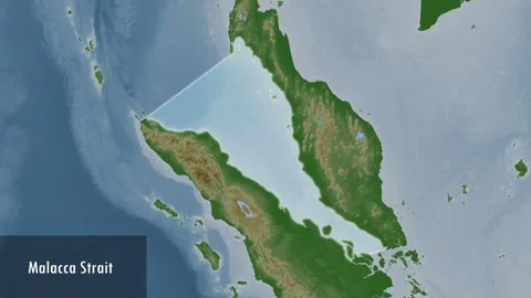Malacca Strait. Pale map. Patterson Cylindrical. Close-up Stock Footage 298920683