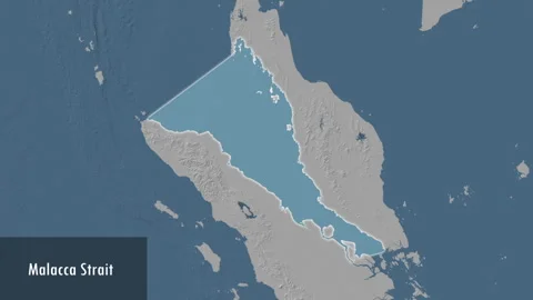 Malacca Strait. Steel Blue map. Patterson Cylindrical. Close-up Vidéo 298949045