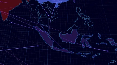 Malacca Strait World Shipping Lane Shows Maritime Trade Route Map Animation 4K Stock Footage 341461884