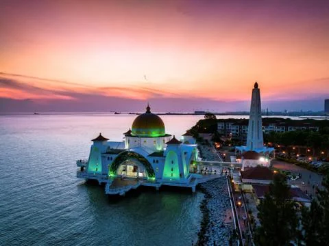 Malacca Straits Mosque during sunset Stock-Fotos
