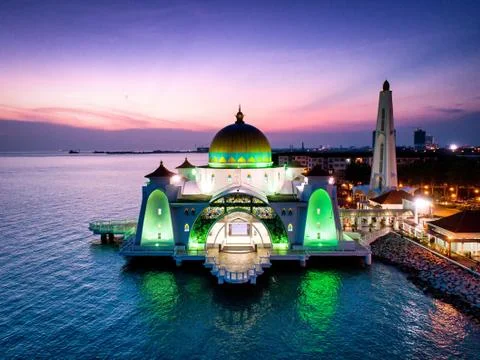 Malacca Straits Mosque during sunset Stock-Fotos