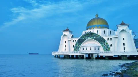 Malacca Straits Mosque Stock Photos