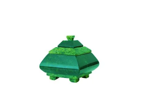 Malachite Box. White isolate. Stock Photos