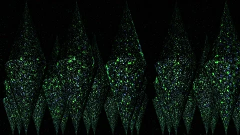 Malachite shimmering glare rows of cones. Concert background. 3d objects of an 스톡 동영상 155763102