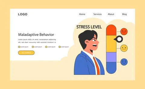 Maladaptive behavior web banner or landing page. Neurosis, chronic Illustrazione stock