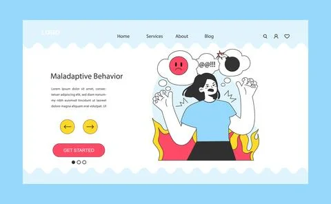 Maladaptive behavior web banner or landing page. Neurosis, chronic Stockillustratie