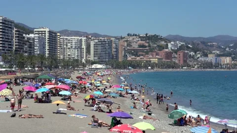 Malaga beach view on a sunny day Stock Footage 159173218