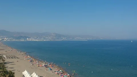 Malaga Beach views during summer Stock Footage 130140517