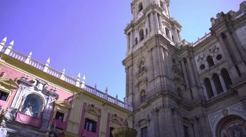 Malaga Cathedral View Stock Footage 57525633