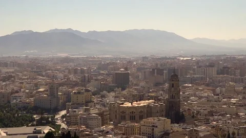 Malaga city, Spain - Arial view Stock Footage 81207557