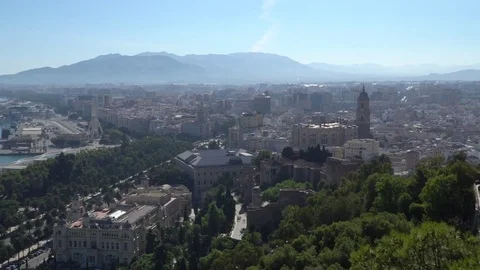 Malaga city, Spain - Arial view Stock Footage 81209748