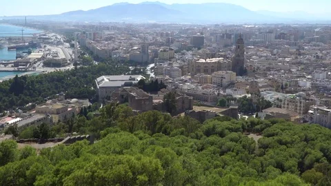 Malaga city, Spain - Arial view Stock Footage 81210361