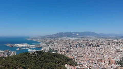 Malaga city views with drone Stock Footage 130140143