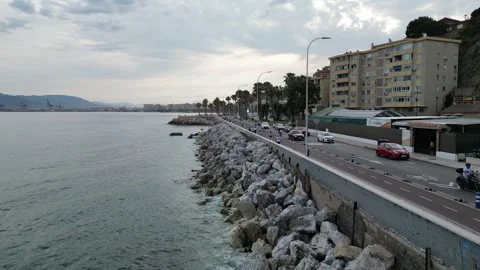 Malaga Coast Drone View of Malaga, Spain. Made in July 2023 with DJI Mini 3 Pro Stock Footage 246997192