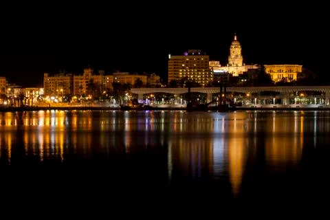 Malaga at night Stock Photos