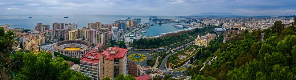 Malaga panoramic view Stock Photos