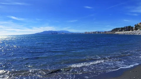 Malaga, Spain 2018. Beach of Malaga Stock Footage 101534672