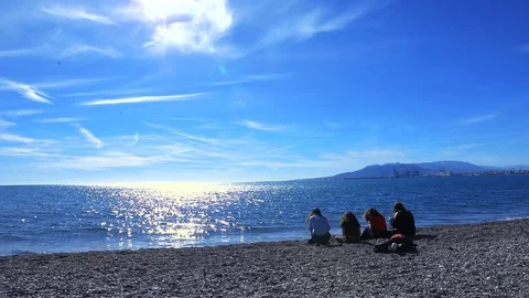 Malaga, Spain 2018. The beach of Malaga Stock Footage 101534722