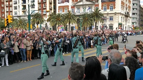 Malaga, Spain. Circa 29th March 2018. Spanish Legion Soldiers Guard performing Видео 89812200