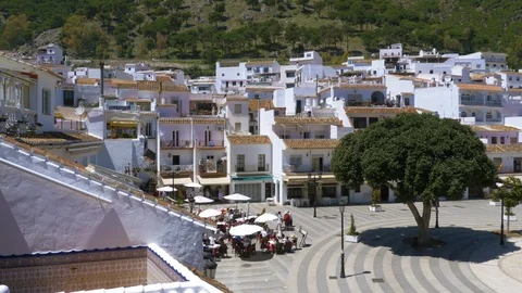 Malaga, Spain. Circa May 2018. Panoramic view of the main square of Mijas, a Video stock 89811903