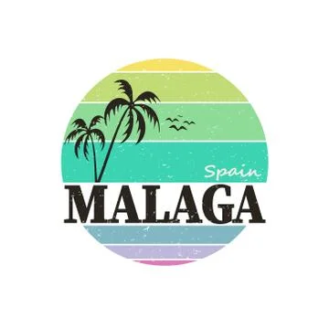 Malaga Spain, for print or web, authentic looking souvenir. Stock Illustration