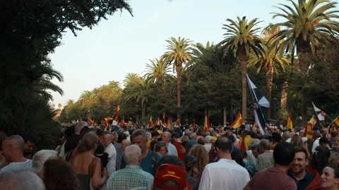 MALAGA, SPAIN - SEPTEMBER 2, 2026: People gather outside Malaga City Hall h.. Stock Footage 344584146