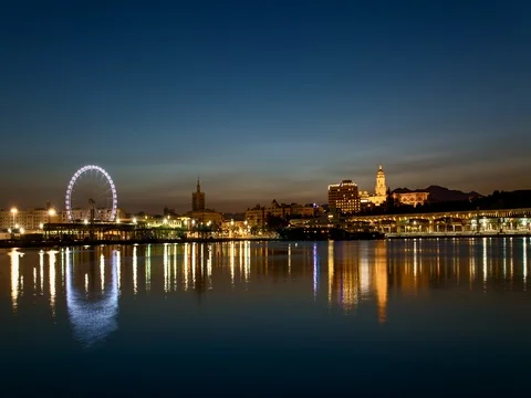 Malaga, Spain - timelapse of a sunset Stock Footage 77608106