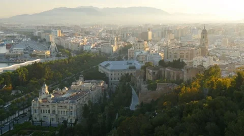 Malaga in sunset lights. Spain Video stock 62755124
