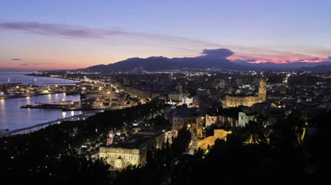 Malaga Twilight to Night 库存影片 27795372